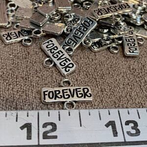 65 New Silver Toned 3/4" Forever Bracelet Jewelry Necklace Pendant Charms Loops